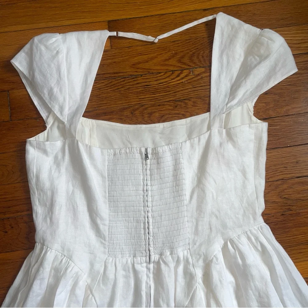 NWT Reformation Oaklyn Cap Sleeve Linen Minidress White Size 10